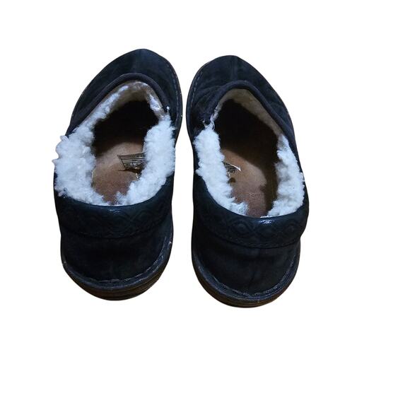 Ugg Bettey 1757 Black Leather Slip On Shoes Sherp Skin Inside Women's Size 6 - Picture 3 of 9